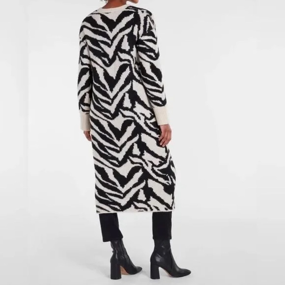 Express zebra long sweater duster cardigan size xsmall - Picture 2 of 10